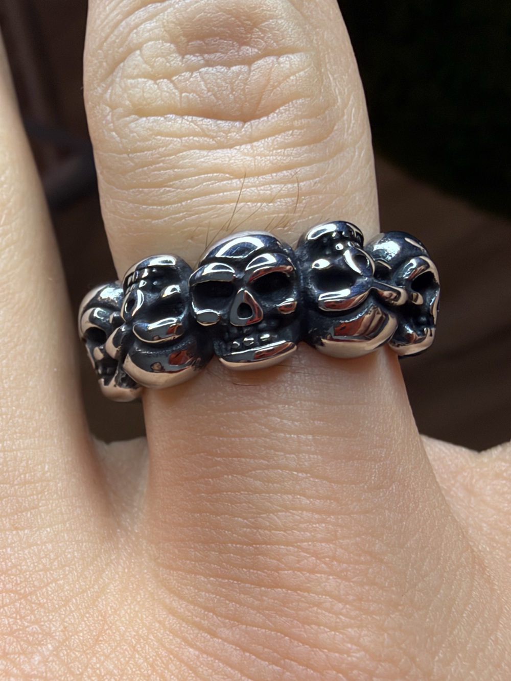 Men's Black Y2K Skull Band Ring - Bold Stainless Steel Accessory